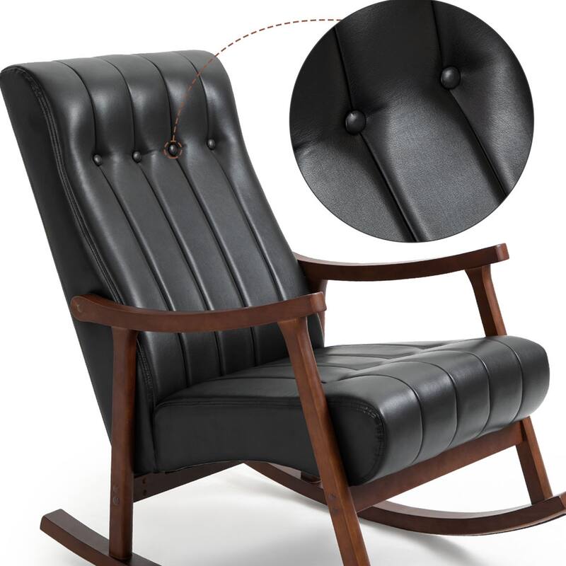 AVAWING Upholstered Rocking Chair Modern High Back Armchair Set of 2