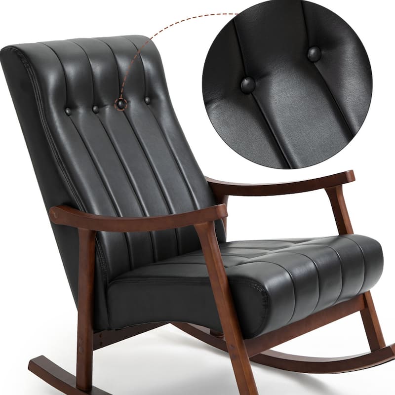 AVAWING Upholstered Rocking Chair Modern High Back Armchair