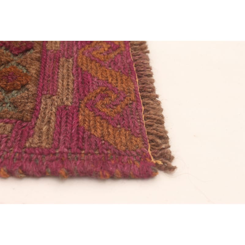 ECARPETGALLERY Hand-knotted Tajik Caucasian Purple Wool Rug - 3'11 x 3'11