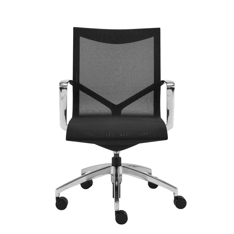 Low Back Black Mesh Aluminum Base Office Chair - 18.9" W x 40.16" H x 22.45" D - Black
