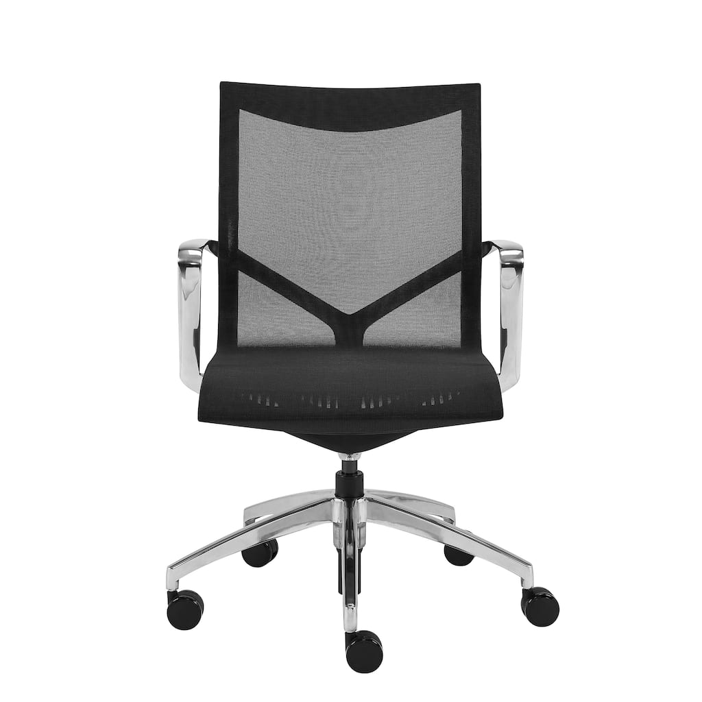 Low Back Black Mesh Aluminum Base Office Chair - 18.9" W x 40.16" H x 22.45" D