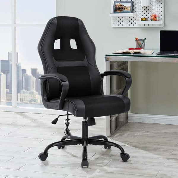 Zane Modern Black Adjustable Height Ergonomic Swivel Office Chair with