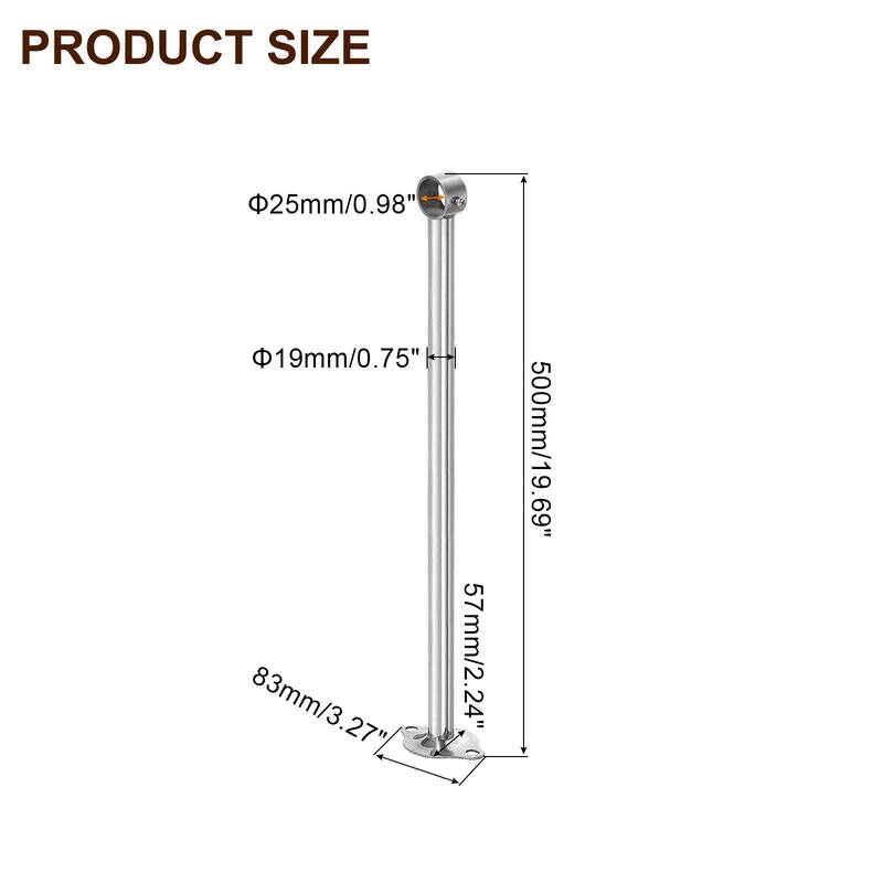 2 Pcs Ceiling Mount Curtain Rod Bracket, Stainless Steel Rod Holders - Silver - 0.98"Dia x 15.75"L