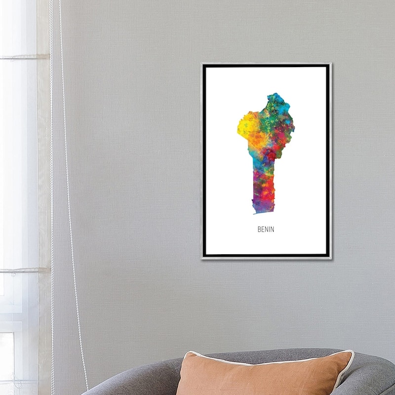 iCanvas "Benin Map" by Michael Tompsett Framed