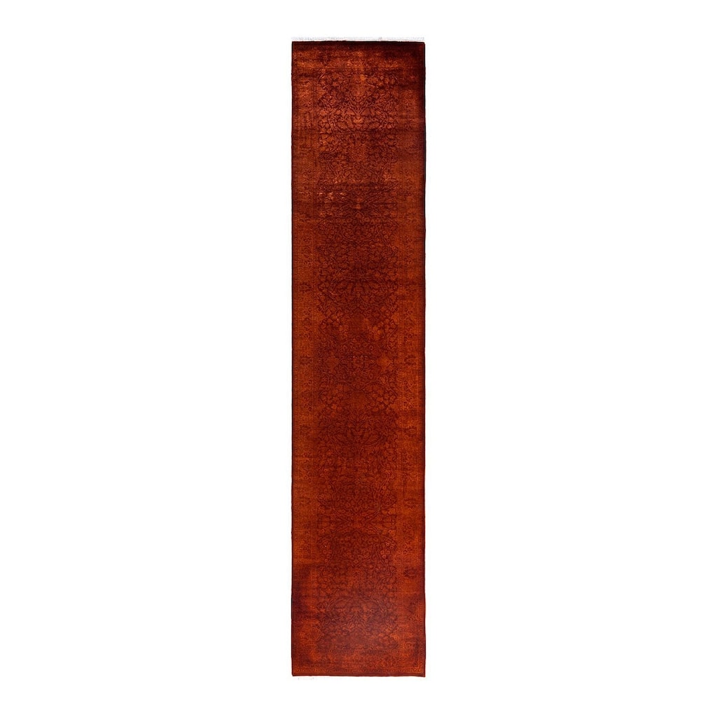 Fine Vibrance One-of-a-Kind Hand-Knotted Runner Rug - Gold, 2' 7" x 12' 4" - 2' 7" x 12' 4"