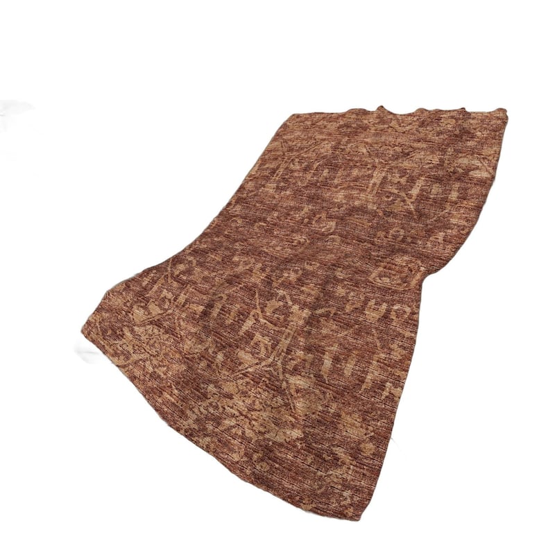 HomeRoots 50" X 70" Burgundy And Brown Damask Polyester Woven Plush Throw Blanket