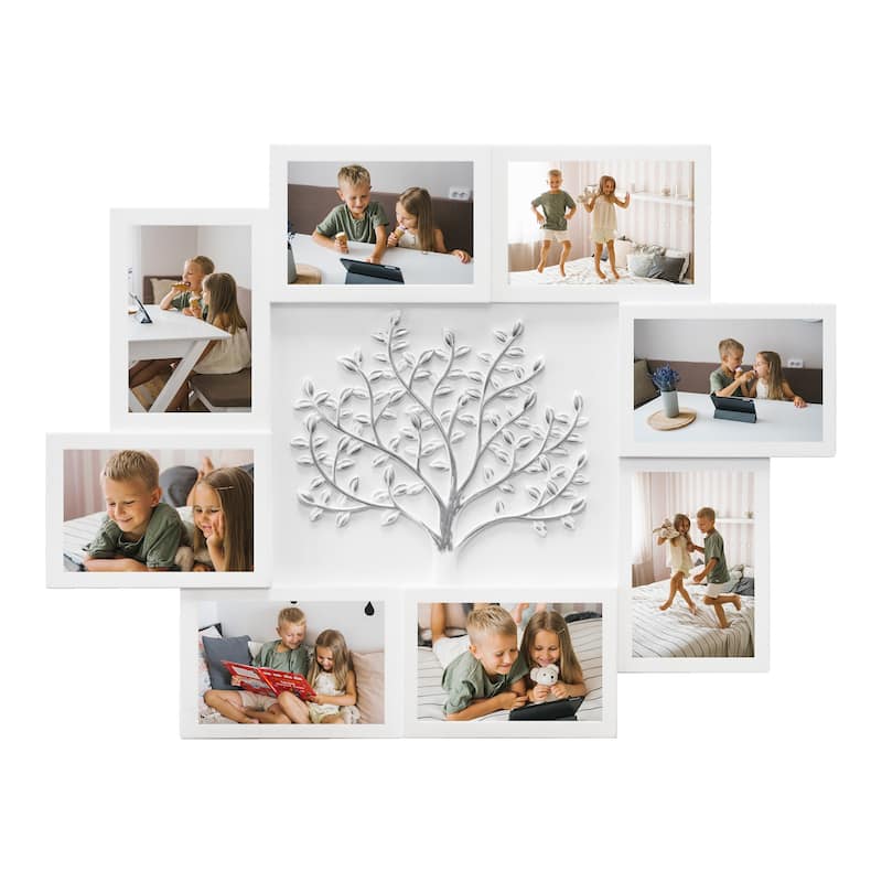 8 Opening Photo Frame Wall Hanging Decor White PVC Picture Frame 
