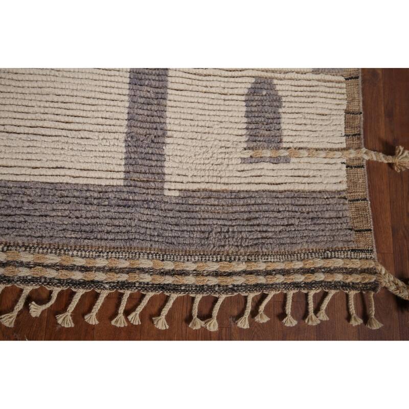 Earth Tone Moroccan Modern Area Rug Hand-Knotted Wool Carpet - 6'0"x 9'9"