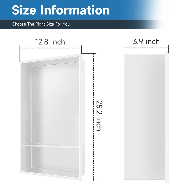 WIZ 12-inch W x 25-inch H x 4-inch D Stainless Steel Shower Niche