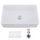 preview thumbnail 1 of 6, Vanityfair 33" L x 20" W Ceramic Single Basin Farmhouse Kitchen Sink with Accessories White