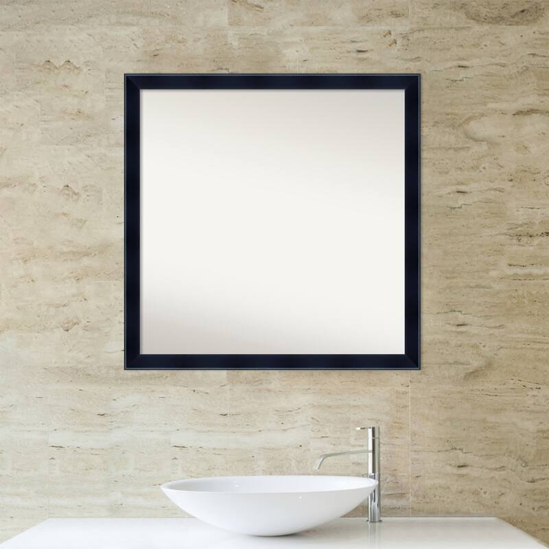 Non-Beveled Wood Bathroom Wall Mirror - Madison Black Frame