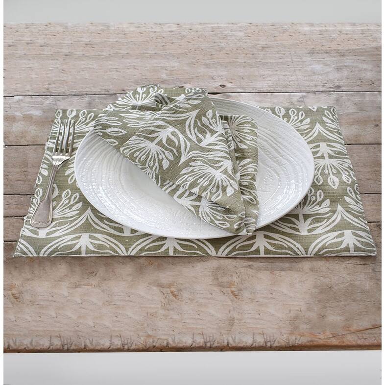 French Home Set of 4 Botanical Placemats - Sage