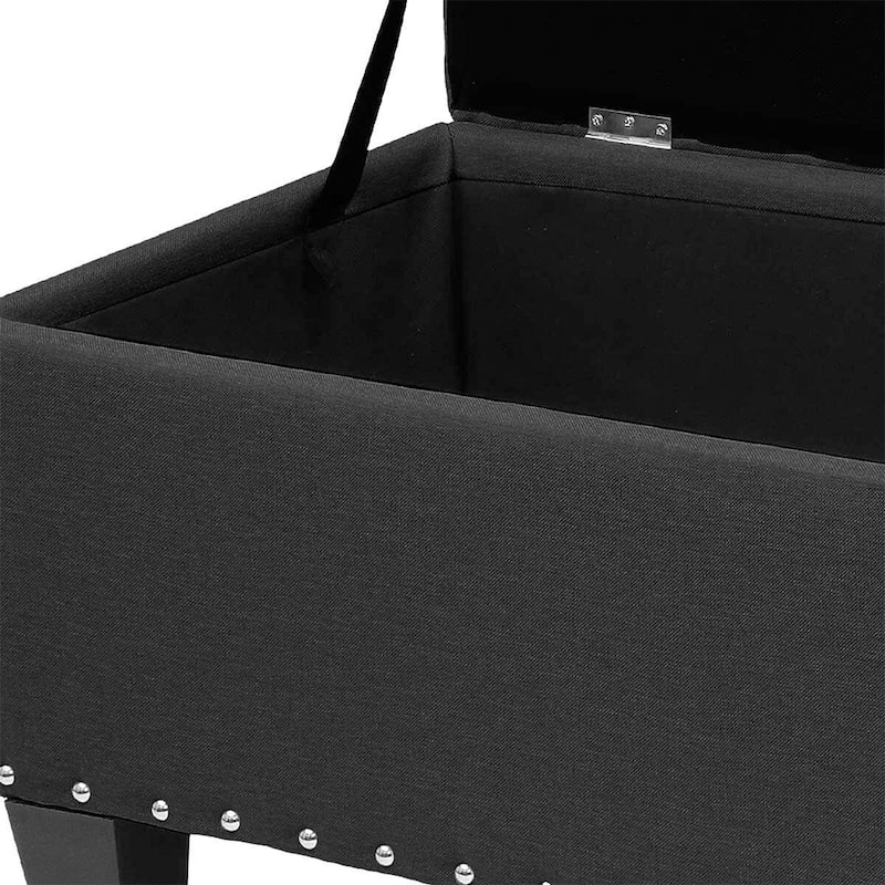 Storage Ottoman Tufted Footrest Top Coffee Table Seat 42" Black