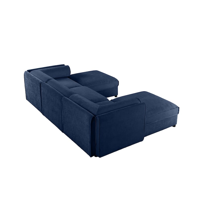Modern 5-Piece U-Shaped Modular Sofa with Storage & 2 Storage Ottoman