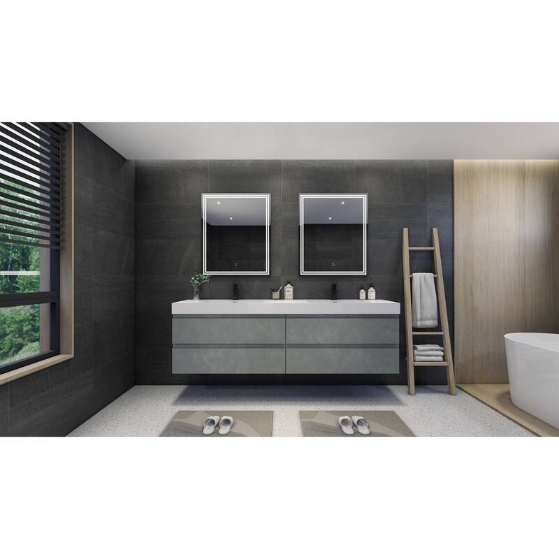 Baillie 84'' Wall-Mounted Vanity with Double Reinforced Acrylic Sink