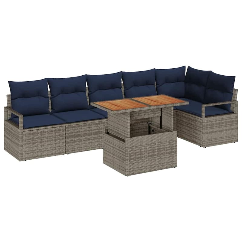 vidaXL 7 Piece Garden Sofa Set with Cushions - 113×48×27.2
