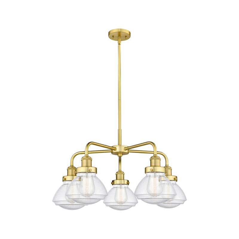 Innovations Lighting Olean - 5 Light 25" Stem Hung Chandelier - Satin Gold/Seedy