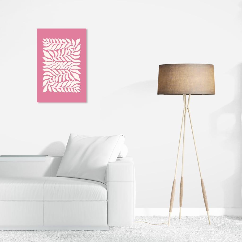 Wynwood Studio Canvas Floral and Botanical Ferns in Harmony Pink and Ivory Modern & Contemporary Wall Art Canvas Print