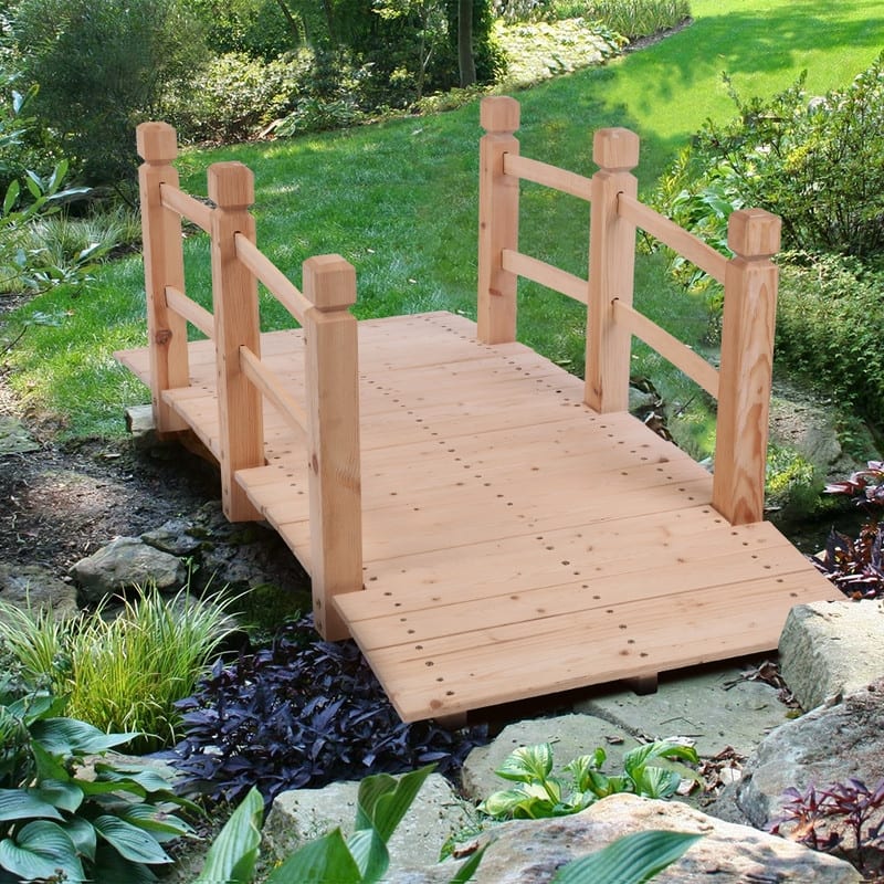 Outdoor Courtyard Anticorrosive Wood Landscape Bridge - Off White
