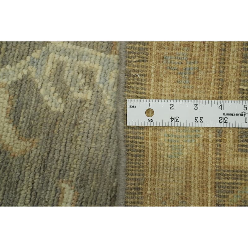 Vegetable Dye Wool Oushak Turkish Large Rug, Floral Geometric Carpet - 14' 3'' X 10' 0''