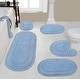 preview thumbnail 42 of 58, Hampton Crochet Bathmat 100% Cotton Non-Slip Bathroom Rug Set, Machine Washable Bath Rug, 5 Piece Bath Mat Set with Contour Blue