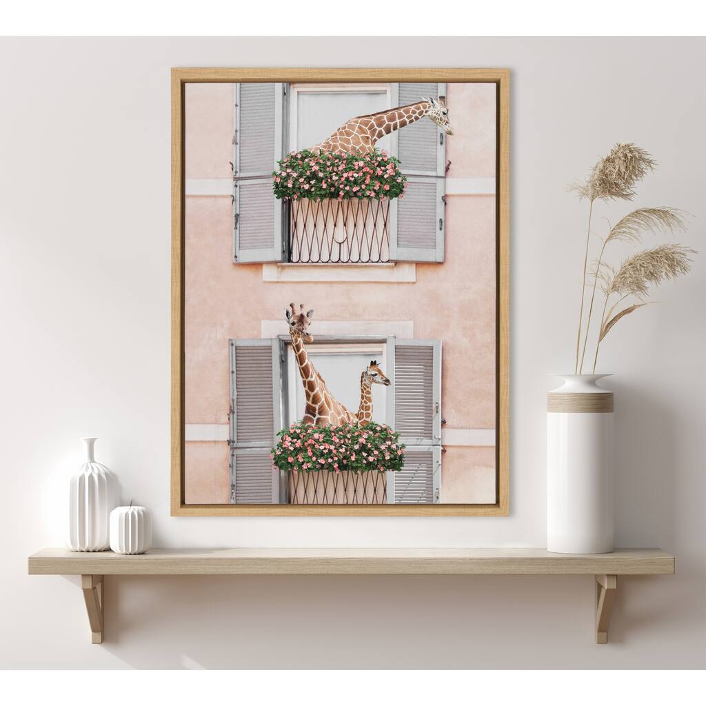 Kate and Laurel Sylvie Giraffe Neighbors Canvas by July Art Prints