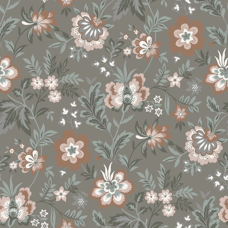 A-Street Prints Athena Grey Floral Wallpaper