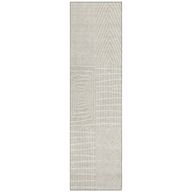 Machine Washable Indoor/ Outdoor Geo Patchwork Chantille Rug
