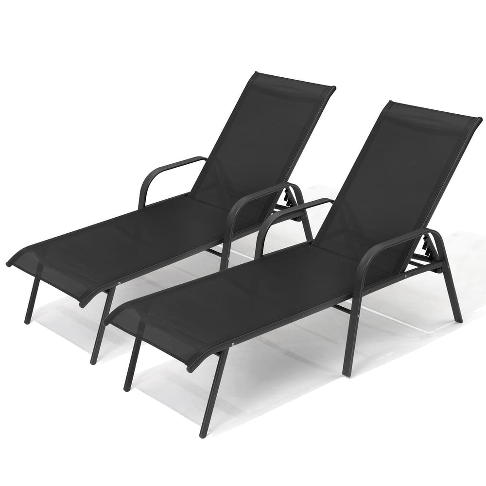 VredHom Outdoor Patio Adjustable Chaise Lounges Chairs with Arms (Set of 2/4 )