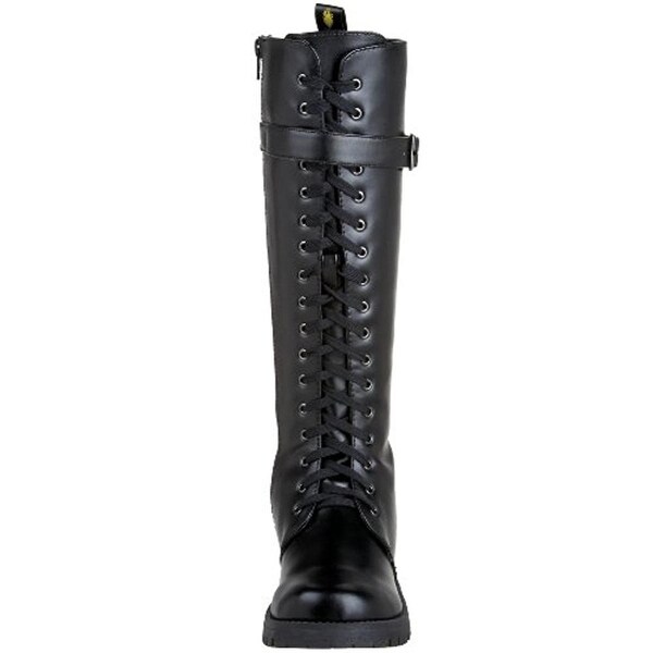 volatile black strap combat boots