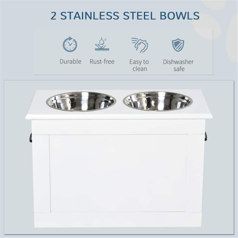 Dog Bowls, Pet Feeding Storage with Hollow Handles - 23.5"L x 11.75"W x 16.25"H