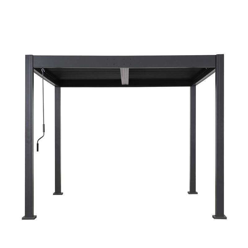 Scott Living Modern Outdoor Aluminum Pergola with Adjustable Louver Roof in Black