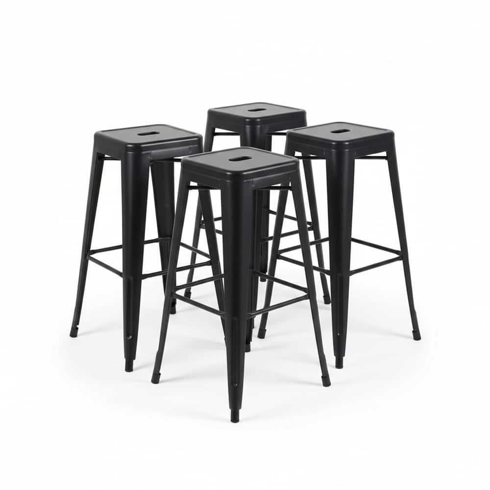 AC Pacific 30 Inch Industrial Stackable Metal BarStools Set of 4
