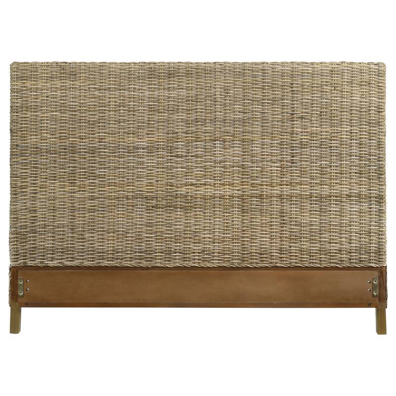 Woven Rattan Eastern King Panel Headboard in Kubu Grey with Natural Texture and Modern Coastal Style