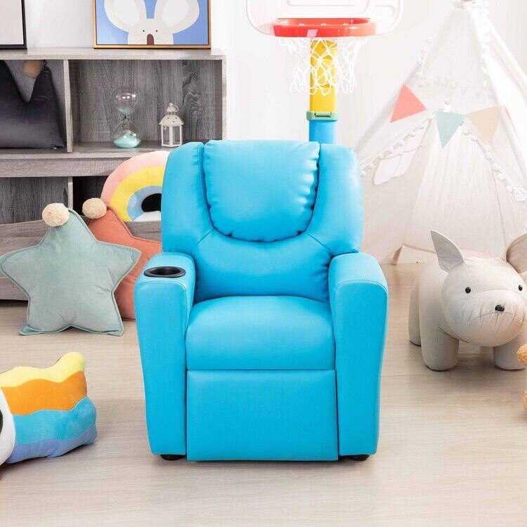 Pushback Kids Recliner Chair with Footrest & Cup Holders - Ultimate Comfort for Toddlers