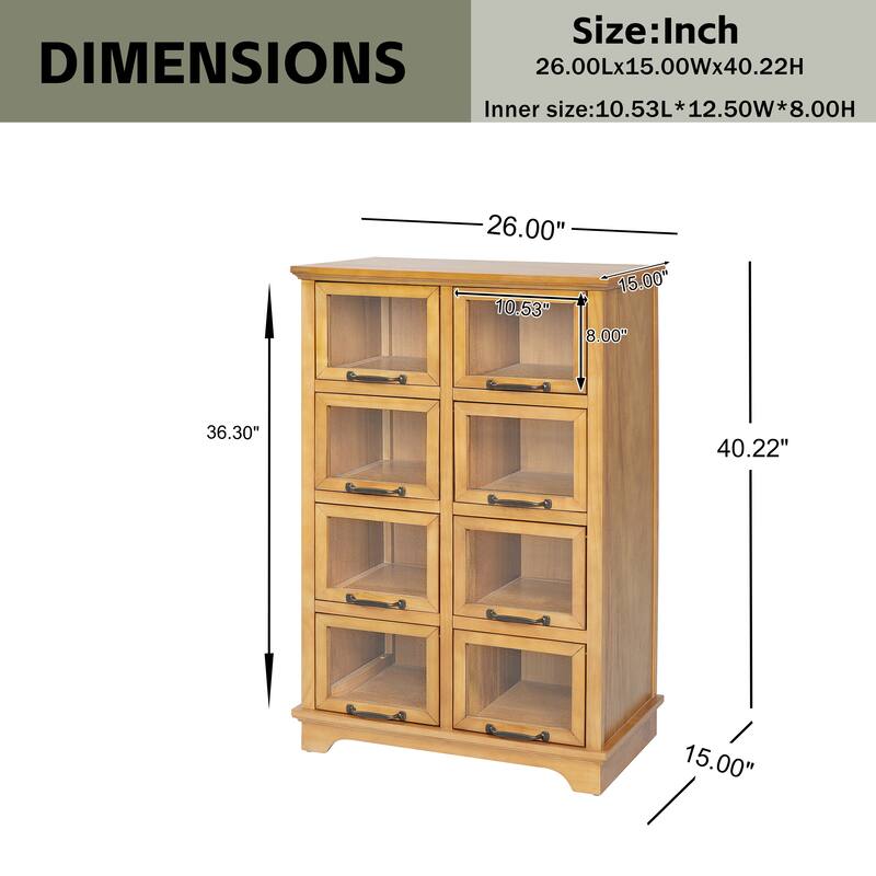 Christopher Knight Home - Modern Rubberwood Storage Cabinet with 8 Glass Doors