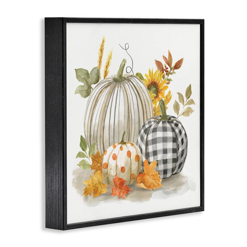 Stupell Patterned Pumpkins Autumn Harvest Country Still Life Framed Wall Art