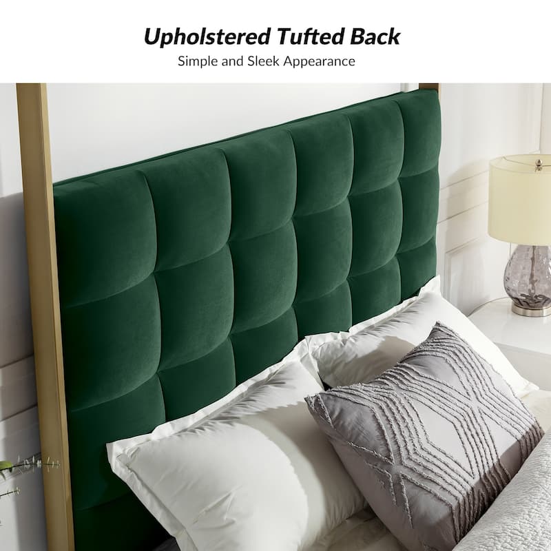 Milton Contemporary Upholstered Queen Size Canopy Bed by HULALA HOME