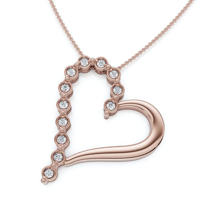 Bliss Diamond Diamond Heart Pendant Gold Necklace Lab Grown 18" - Rose