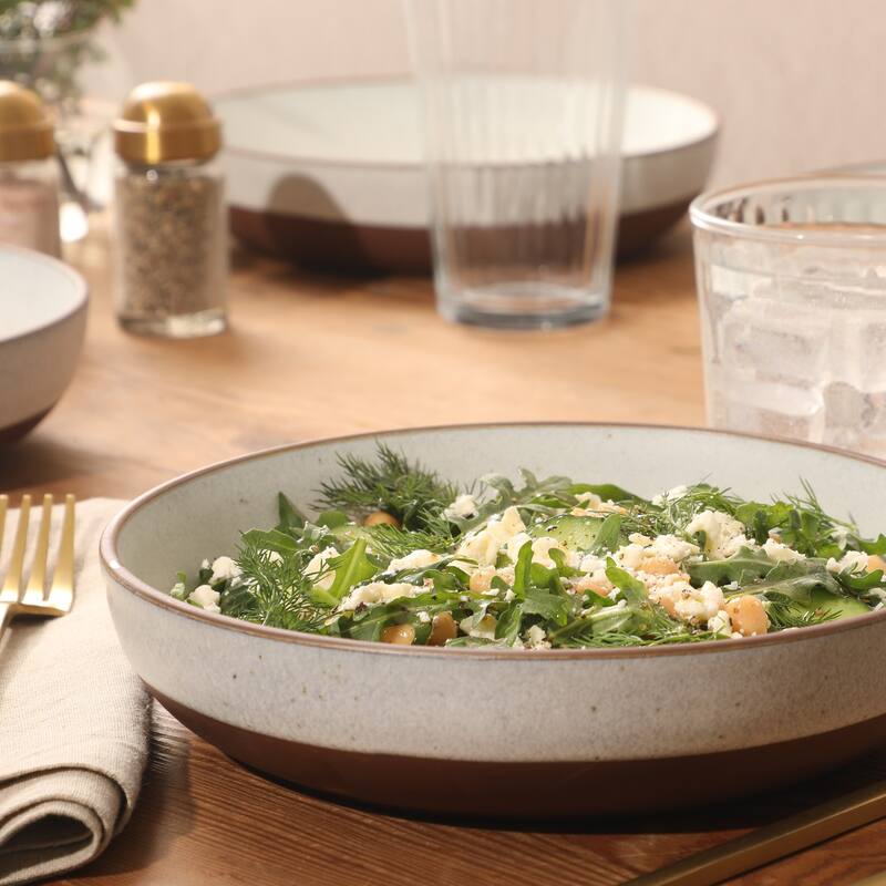 Gibson Elite William Crest 4 Piece Dinner Bowl Set, 8.5" Round Stoneware Reactive Glaze Finish, Large Soup, Pasta & Salad Bowls