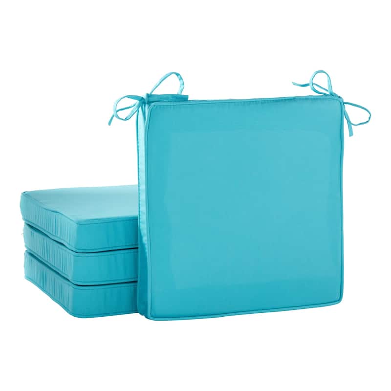 Sunbrella Indoor/ Outdoor 17-inch Square Corded Chair Pad - Canvas Aruba - Set of 4