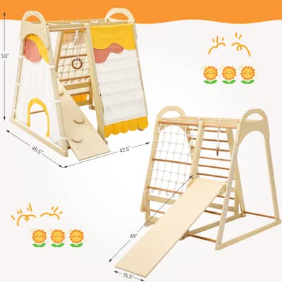 Gym Playset, Wooden Climbing Toys, Tent, Climbing Structure for Boys and Girls
