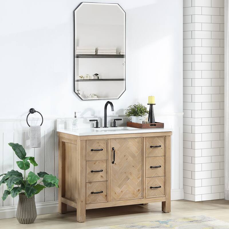 Javier Bath Vanity with Composite Stone Top without Mirror