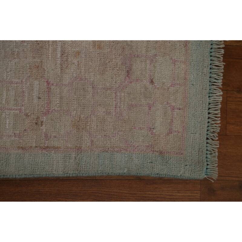 Hand Knotted Oriental 100% Wool Carpet Transitional Abstract Navy Blue & Blues Oushak Area Rug - 13' 9'' X 9' 11''