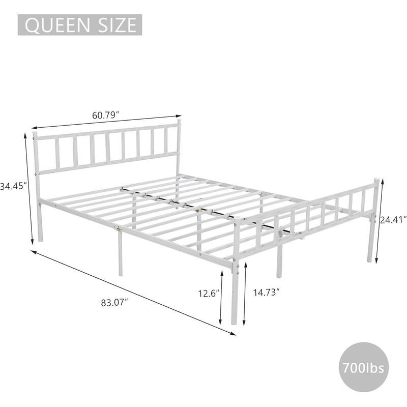 alazyhome Classic Metal Platform Bed Frame Steel Slat Support, Black