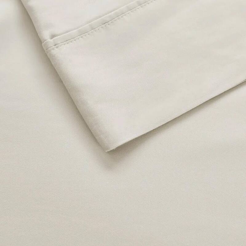 4pc Full 700 Thread Count Cotton Sateen Weave Sheet Set Ivory Bed