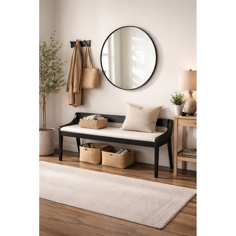 Rasmus Mid Century Wood Dining Bench - Black