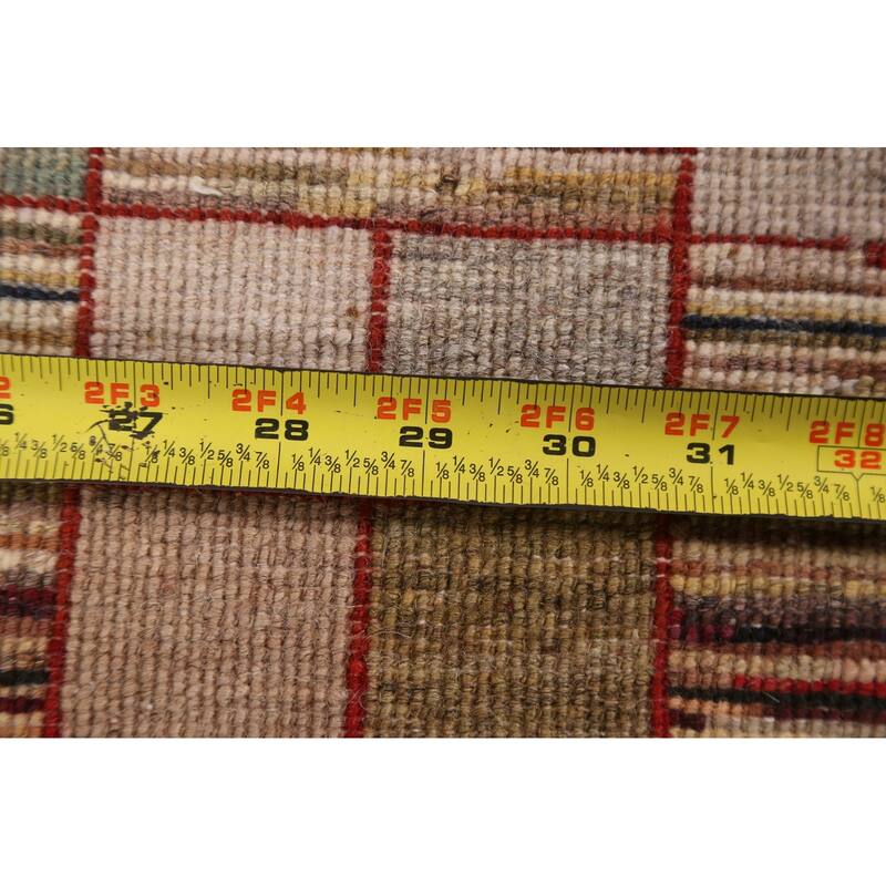 Geometric Gabbeh Kashkoli Oriental Wool Area Rug Hand-knotted Carpet - 3'3" x 4'11"