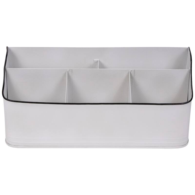14.25" White Rectangular Kitchen Utensil Storage Holder