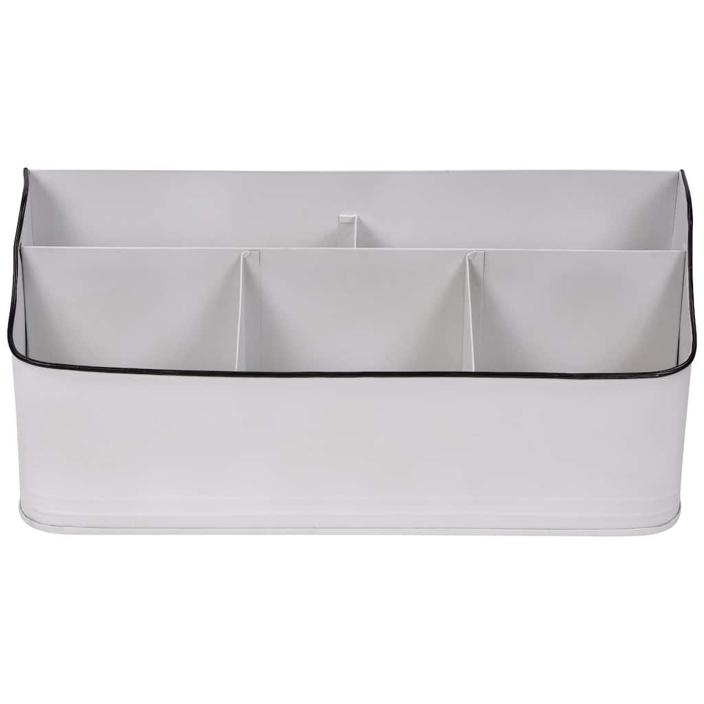 14.25" White Rectangular Kitchen Utensil Storage Holder